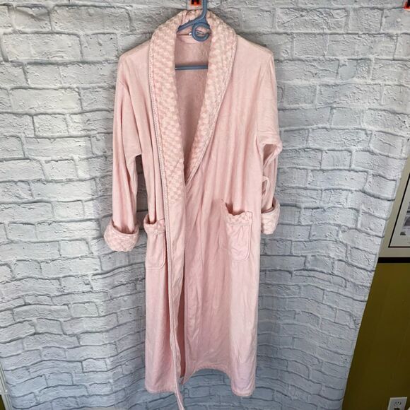 Cabernet cotton blend terry bathrobe w/satin lining & pockets Med - Picture 1 of 13